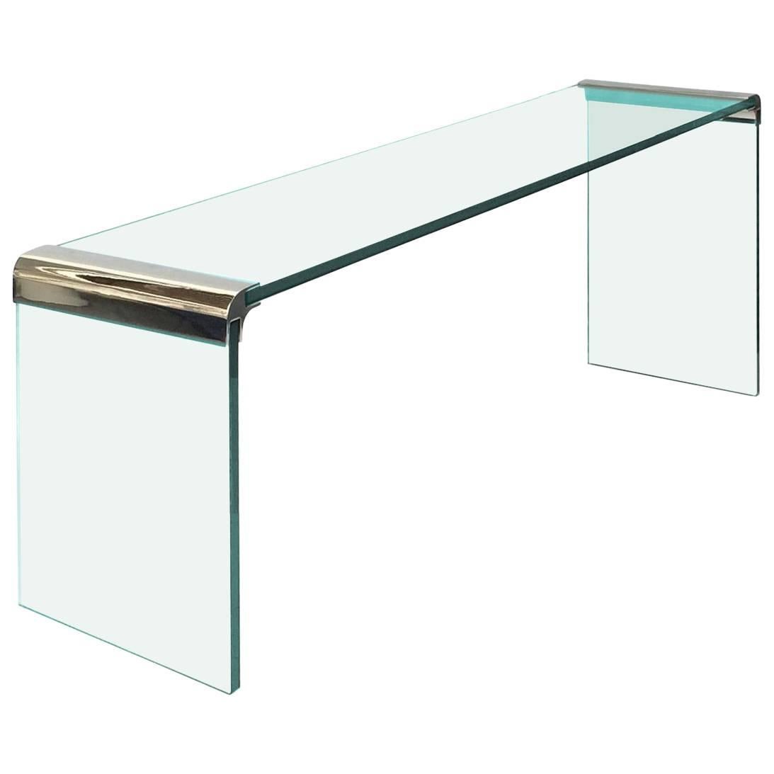 Waterfall Console Table by Leon Rosen for Pace in Polished Nickel For Sale