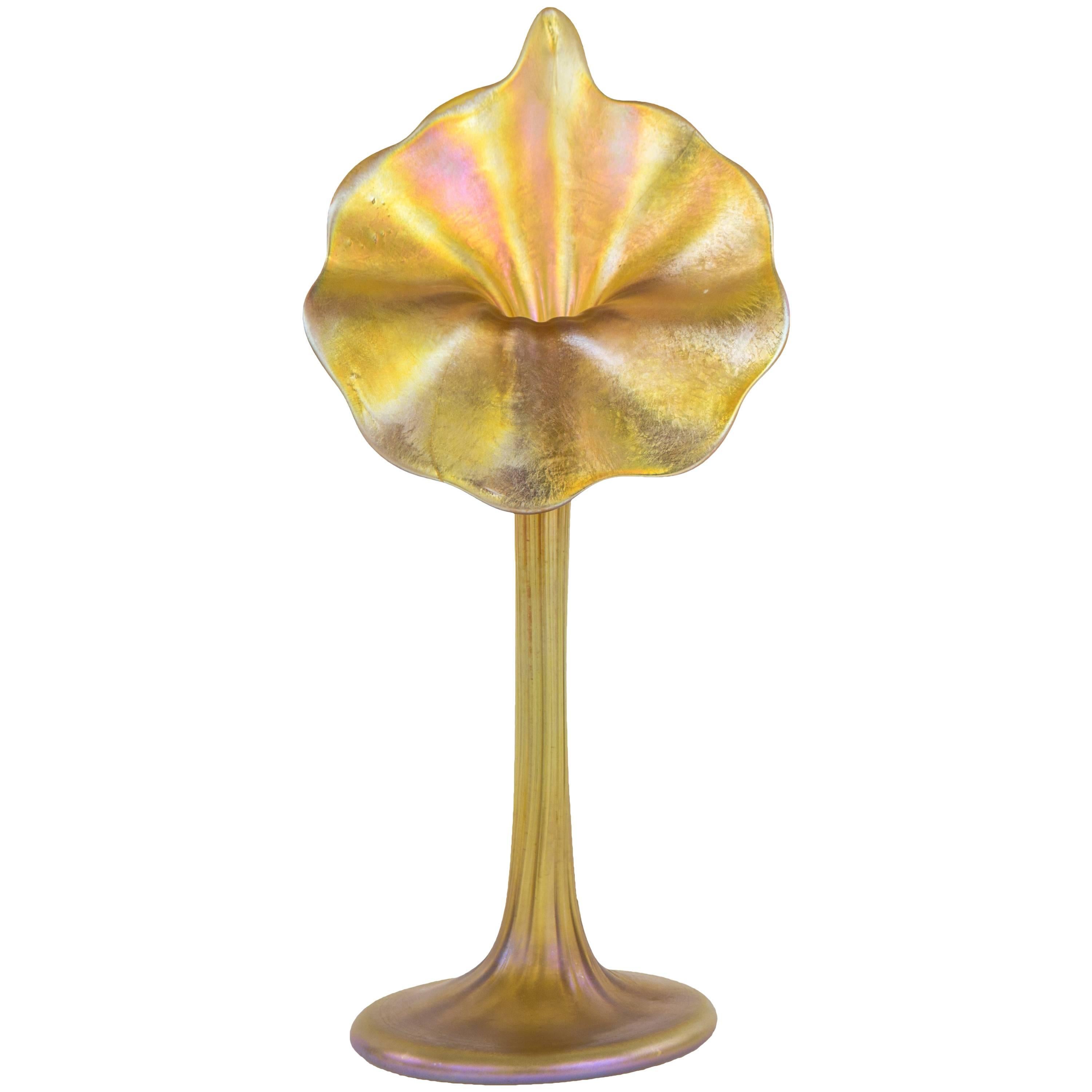 Art Nouveau Tiffany Studios Favrile Jack-in-the-pulpit Flowerform Vase
