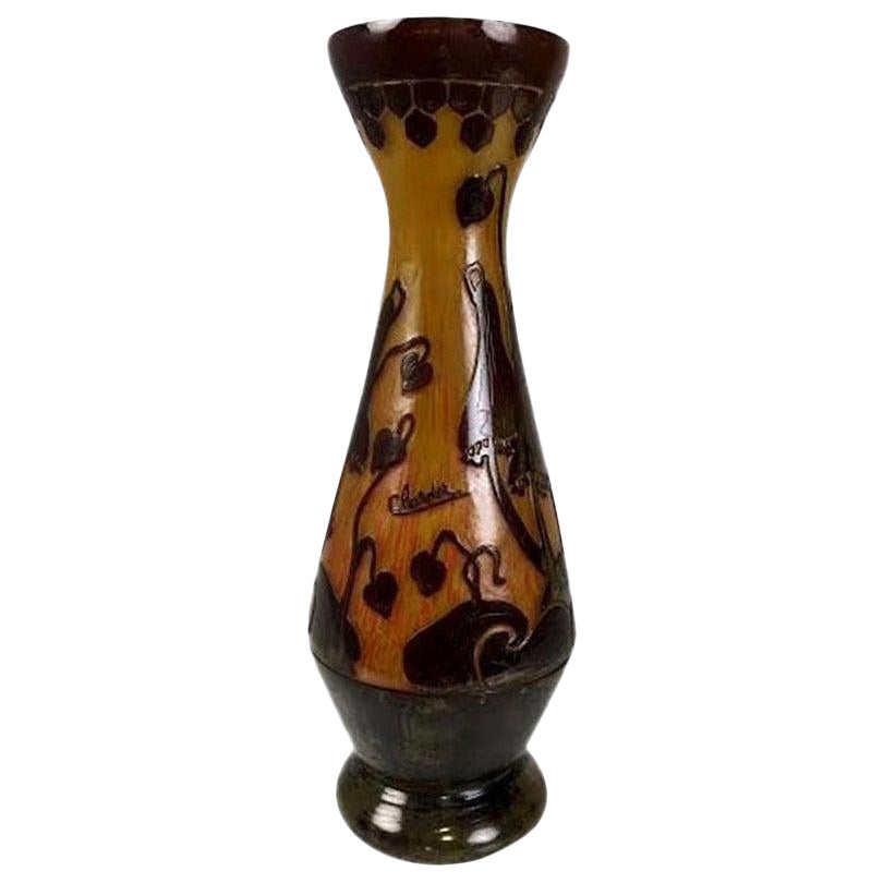 Art Deco Etched Glass Vase at 1stDibs