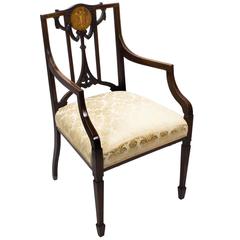 Antique Early 20th Century Edwardian Mahogany Inlaid Armchair