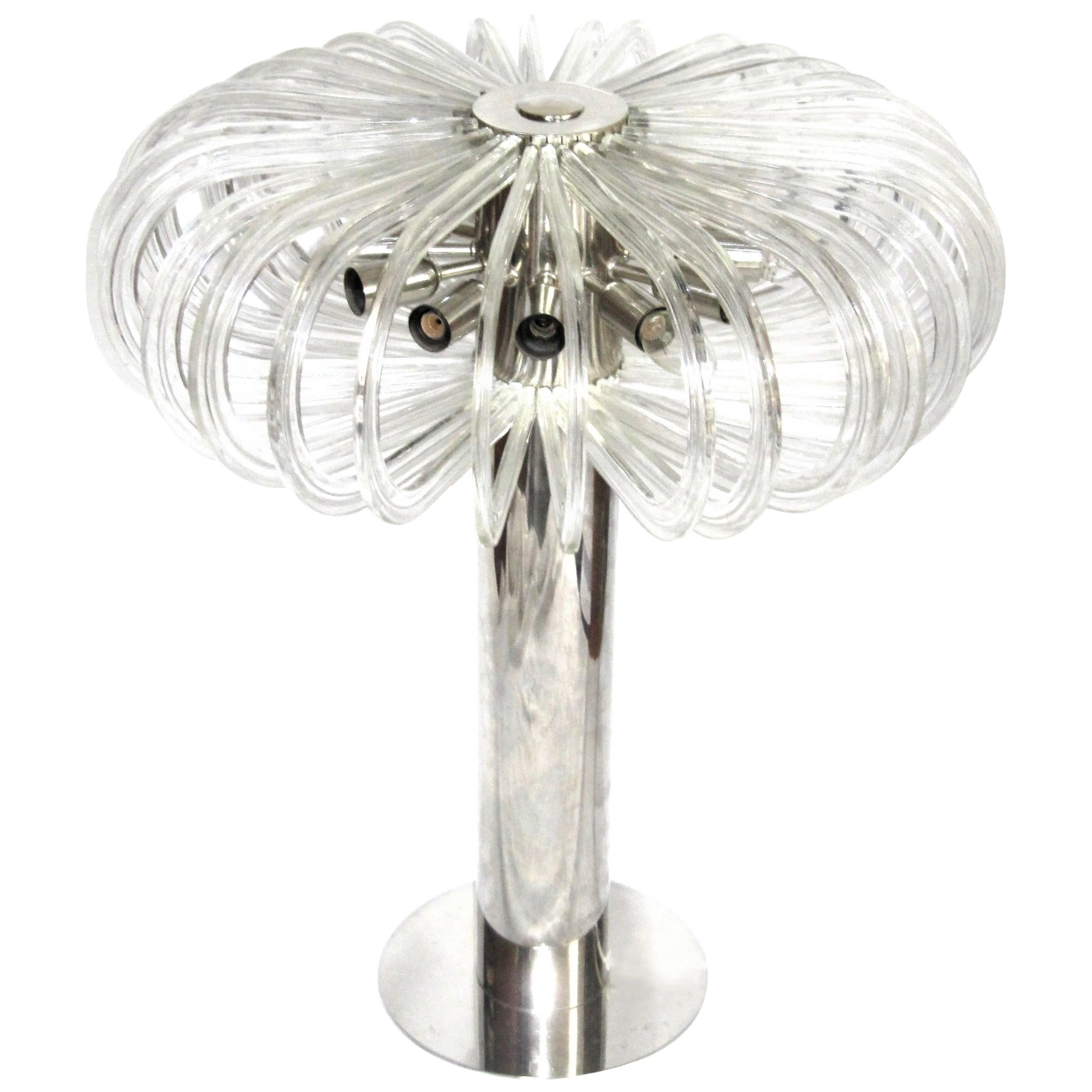 Huge Modern Crystal Glass Table Lamp Quazar by Bakalowits, 1960s For Sale