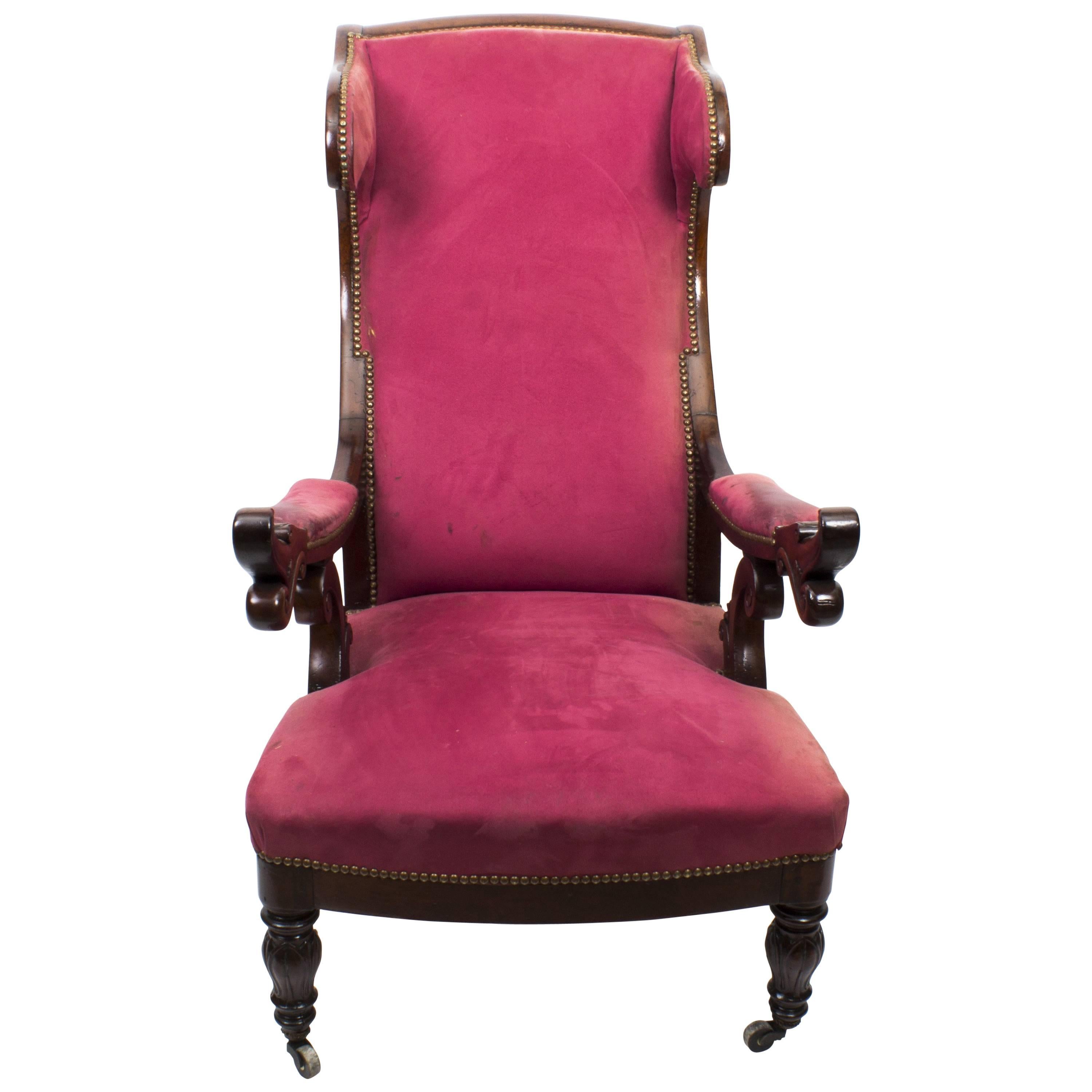 19th Century William IV Suede Reclining Armchair