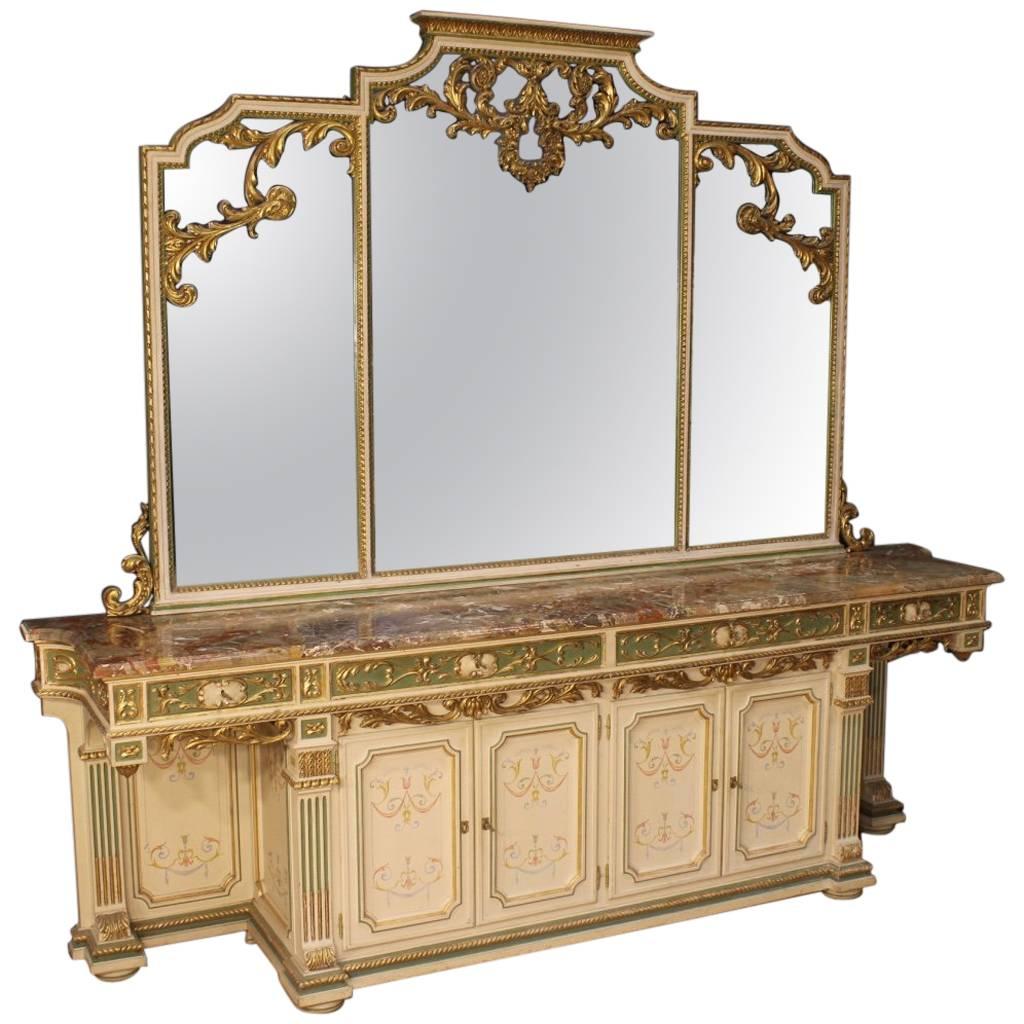 20th Century Italian Lacquered Sideboard with Mirror