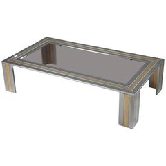 Coffee Table in Chrome-Plated and Gilded Metal by Romeo Rega 6