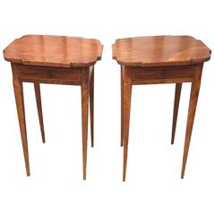Primitive Pair of 19th Century Grain Painted Side Tables Nightstands 7