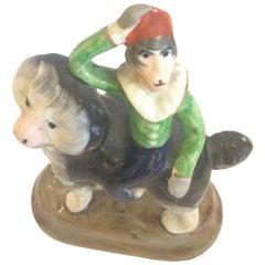 Vintage Darling Little Staffordshire Monkey Riding on Dog