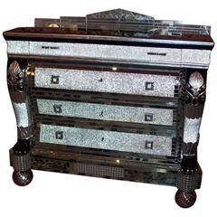 Late 20th century Mirrored Commode with Blown Glass Spheres 2