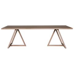 Thales Dining Table, Solid White Oak Geometric Base
