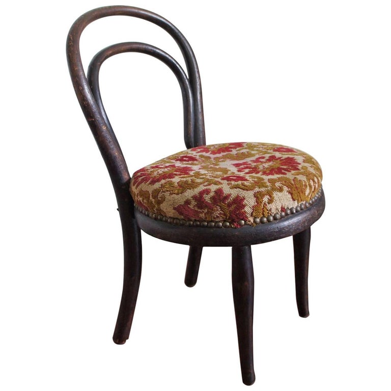 Miniature Ancienne - Fauteuil Chaise Pour Poupées - Bois - 19ème Siècle - France