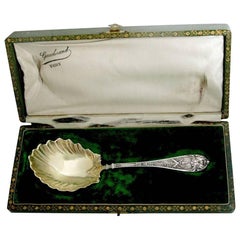 Ernie French All Sterling Silver 18K Gold Serving Spoon with Original Box Torch