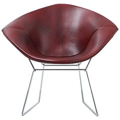 Mid-Century Modern Knoll Diamond Bertoia Chair Reupholstered in Faux Leather