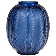 Vintage René Lalique "Biskra" Blue Vase