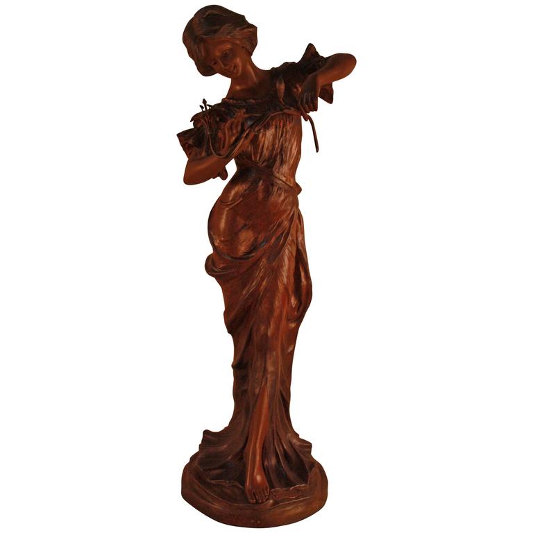 Art Nouveau Figural, "Parfum Par Flora" For Sale at 1stDibs | flora  sculpture, parfum pentru par, parfum de par