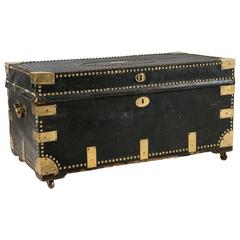 Campaign Military Leather Trunk, circa 19th Century