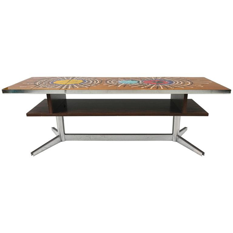 MidCentury Modern TileTop Coffee Table For Sale at 1stdibs