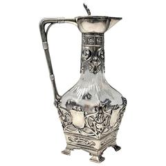 WMF Germany Art Nouveau Pitcher Carafe Jug Silver Plated, circa 1900