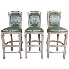 Vintage Set of Three French Louis XVI Style Barstools