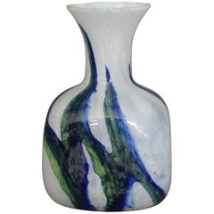 Retro Murano Blue White and Green Glass Vase