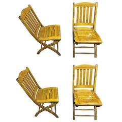 Set of Four Deck Chairs Folding Fruit Wood 2