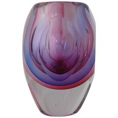 Italian Murano Glass Faceted Vase by Mandruzzato