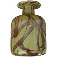 Vintage Murano Chestnut and Acid Green Glass Vase