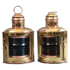 Antique Pair of Perko Port and Starboard Lanterns