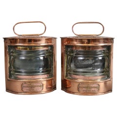 Antique Pair of Copper Port and Starboard Lanterns