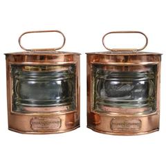 Pair of Copper Port and Starboard Lanterns