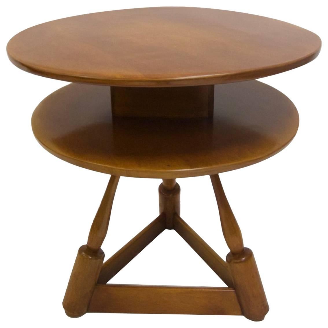 Hard Rock Maple Lamp / Side Table by Herman De Vries for Cushman Furniture