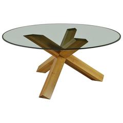 Table by Mario Bellini for Cassina Walnut Crystal Vintage Italy 1970s-1980s