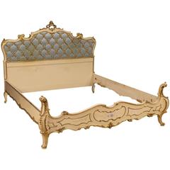 20th Century Italian Lacquered and Gilt Double Bed