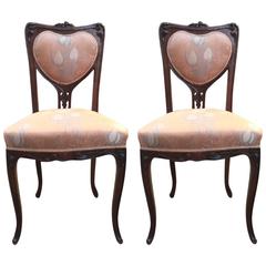 Pair of Art Nouveau Mahogany Chairs, Gabriel Viardot Style