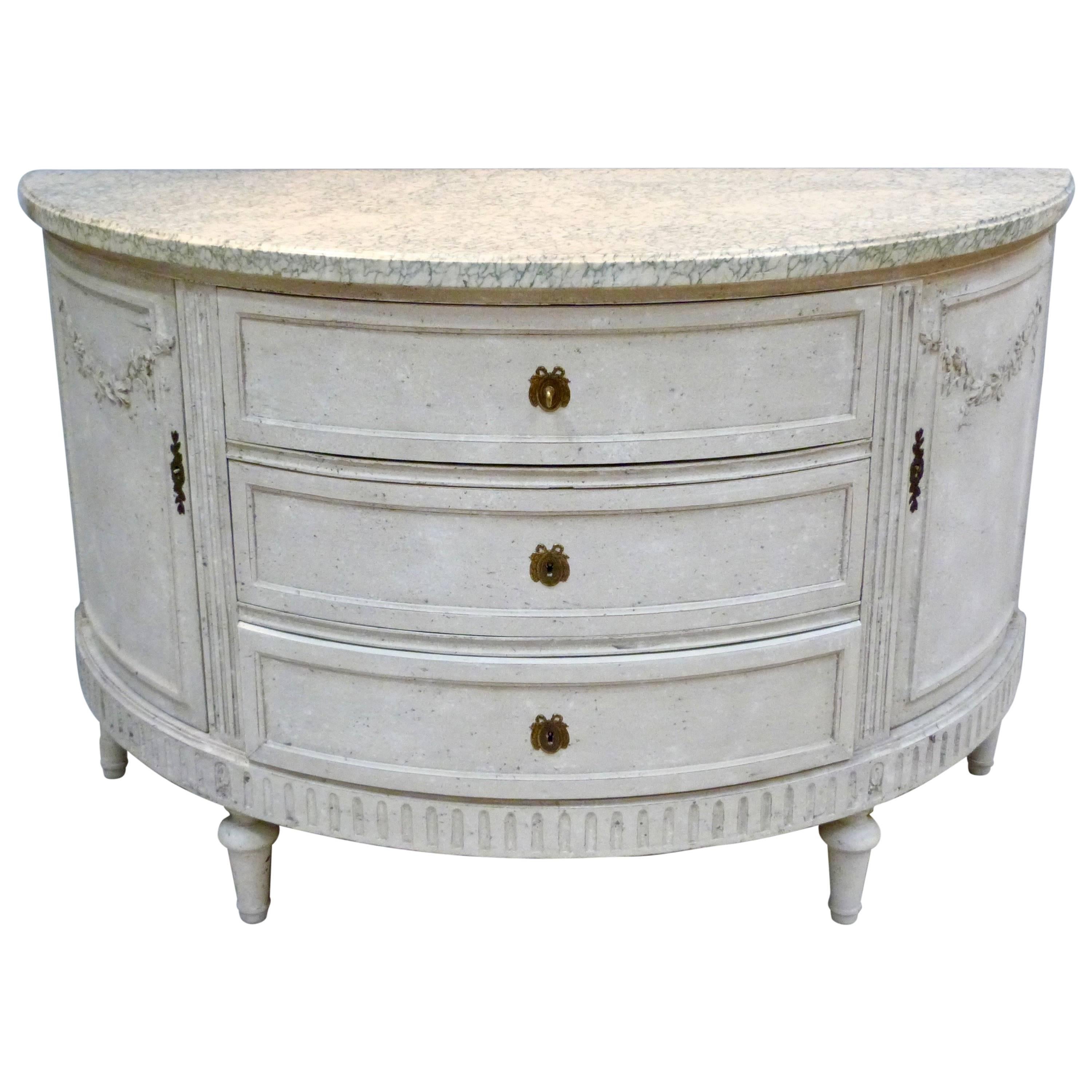 Decorative French Painted Commode, Cupboard For Sale