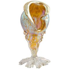 Small Loetz Shell Vase Candia Papillion, circa 1899, Art Nouveau
