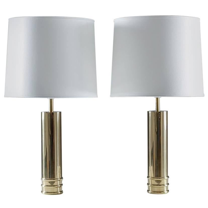 Pair of Table Lamps in Brass by Bergboms