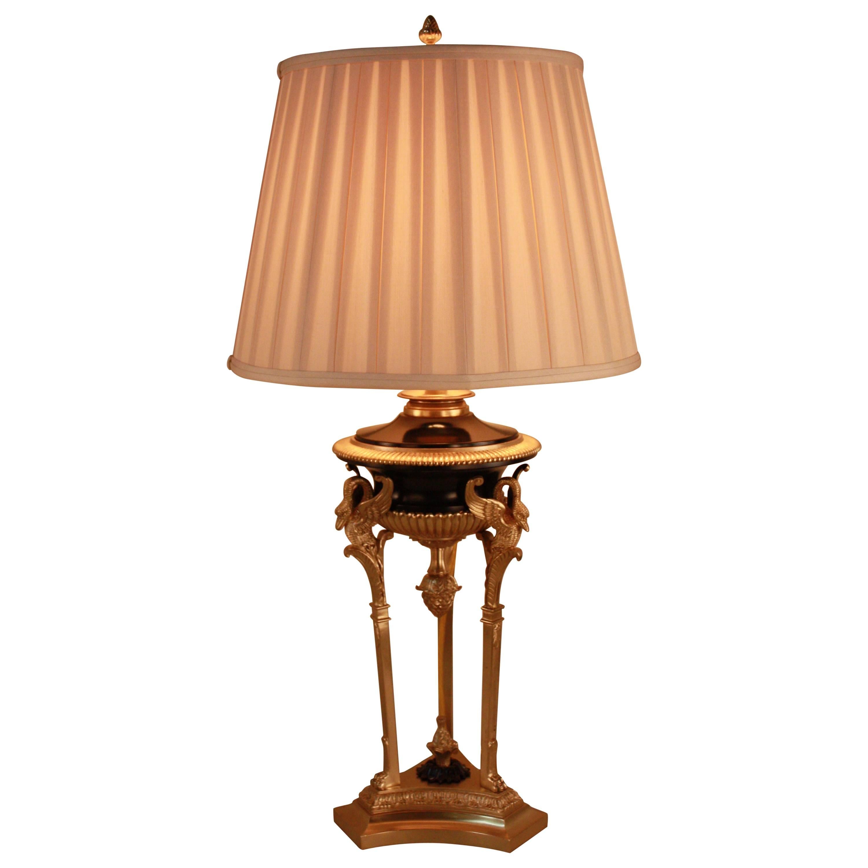19th Century French Empire Style Bronze Table Lamp