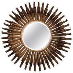 Imposant Midcentury Sun Shape Metal Mirror
