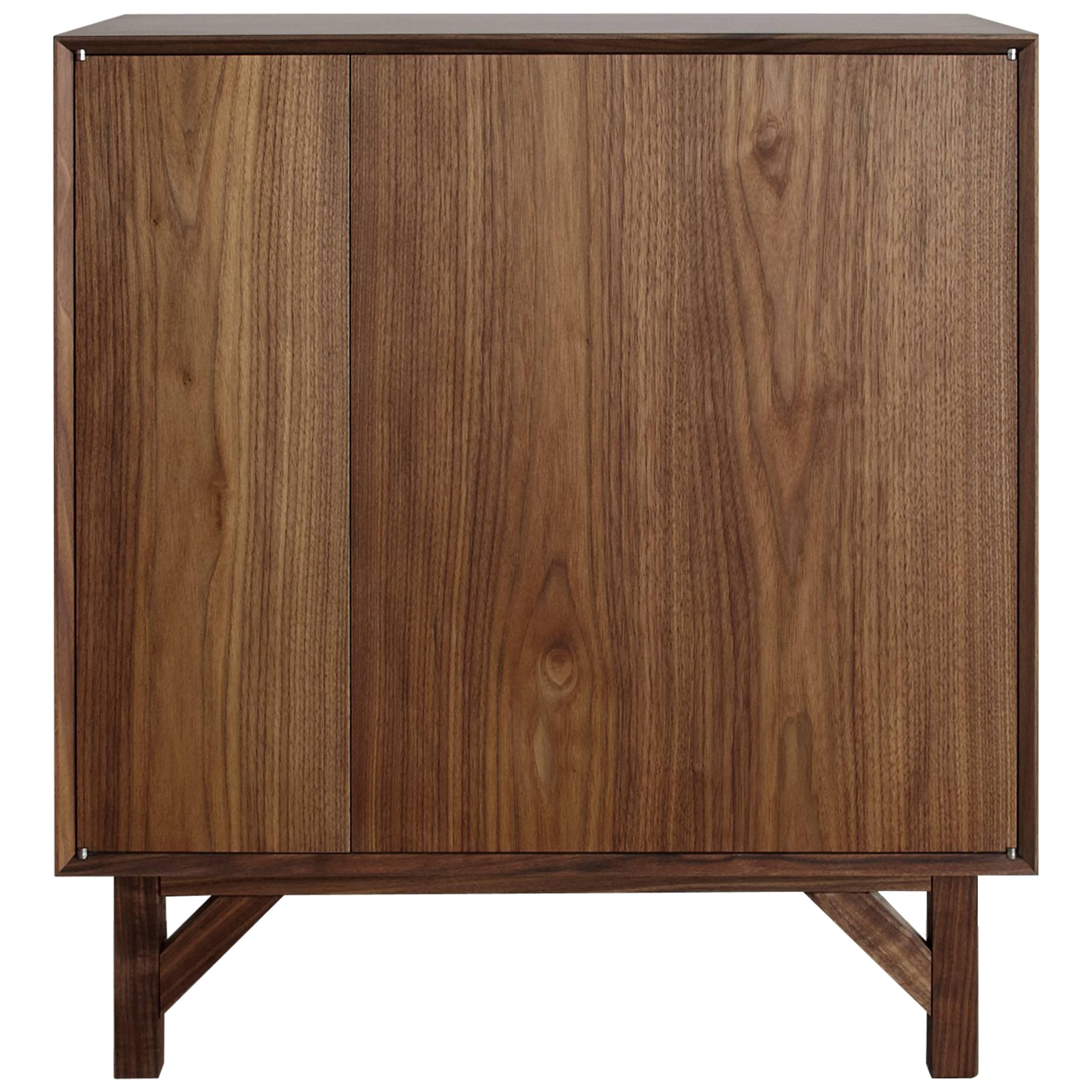 Walnut Hi-Fi Credenza with Touch Latch Doors and Hand Rubbed Oil Finish For Sale
