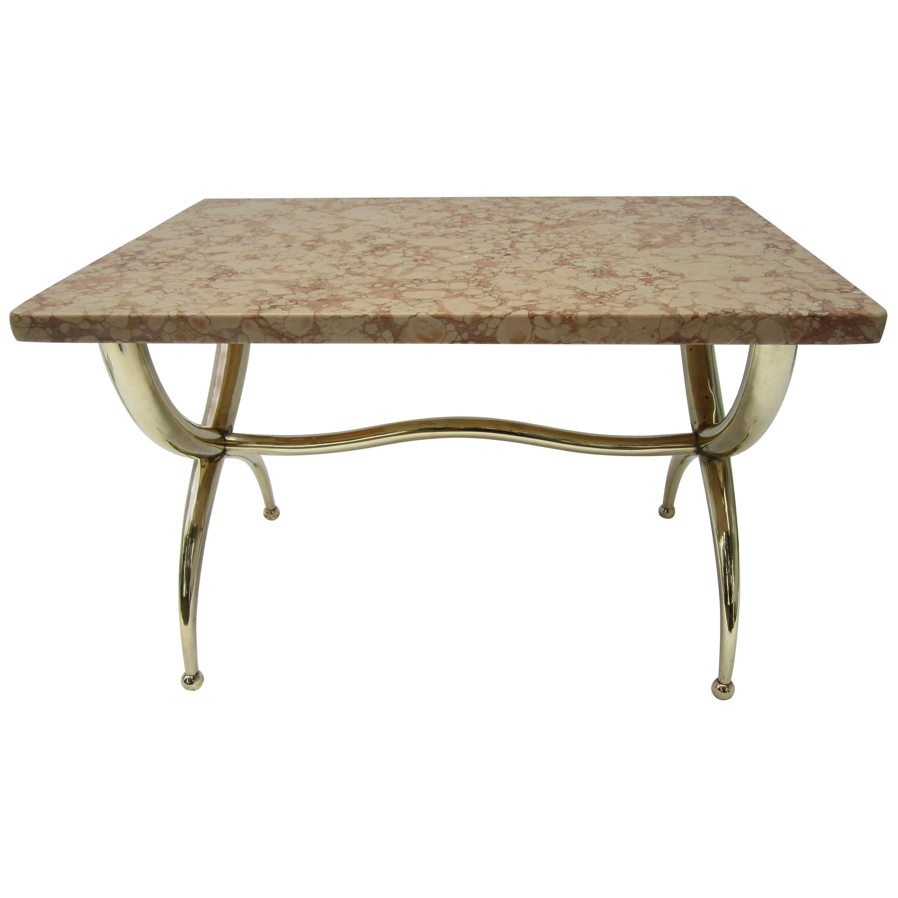 Vintage Zographos Brass and Marble Side Table at 1stDibs