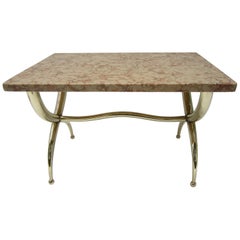 Vintage Marble and Brass Side Table