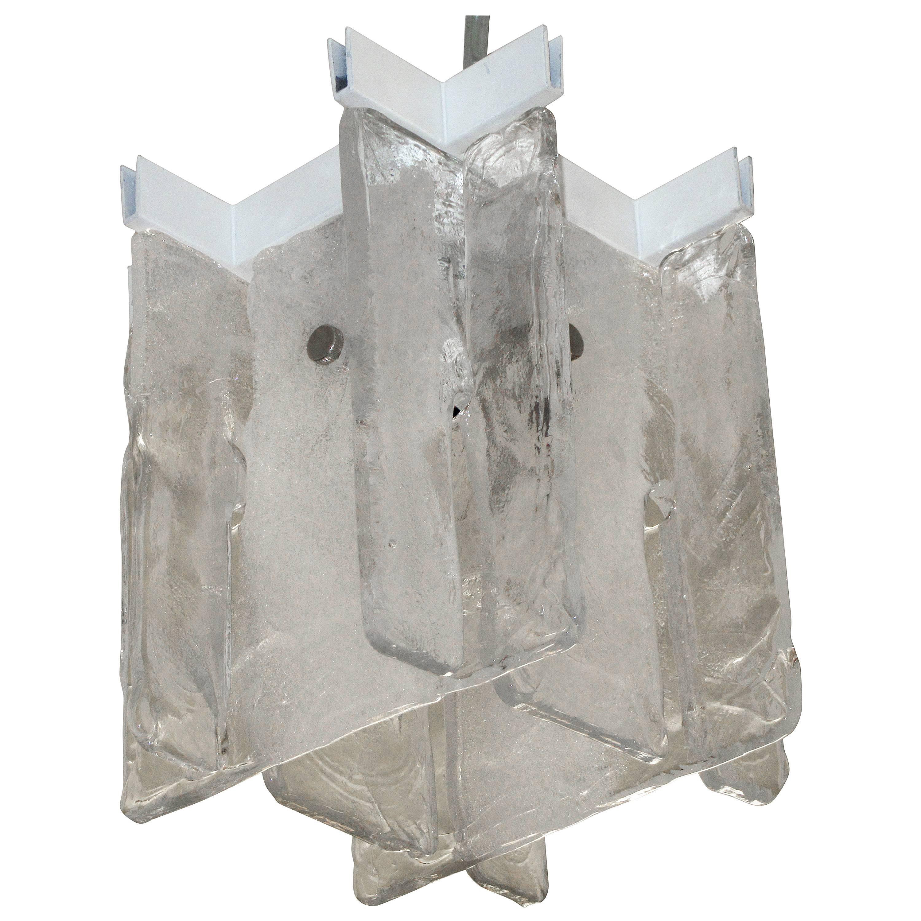 Small-Scale Interlocking Glass Flush Mount Pendant Light For Sale