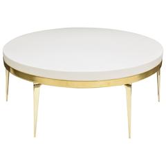 Brass Banded Stiletto Faux Ostrich Coffee Table