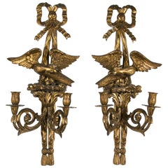 Pair of Giltwood Two Light Sconces
