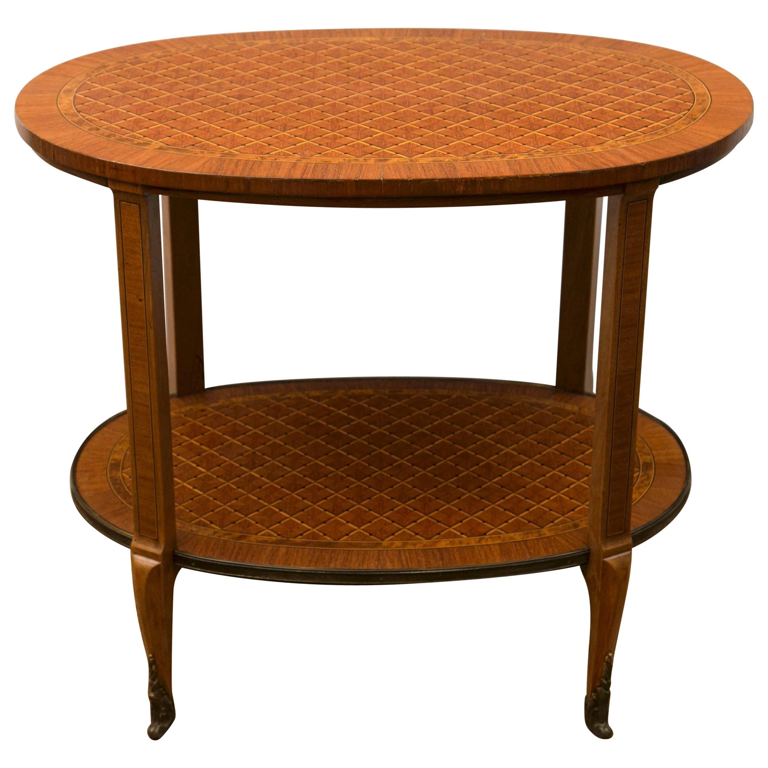 Two-Tier Parquetry Side or End Table For Sale