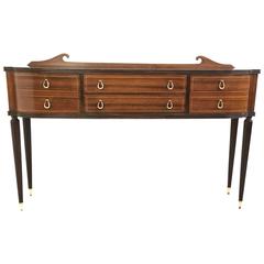 Rosewood and Glass Console Table in the Style of Paolo Buffa, 1950s