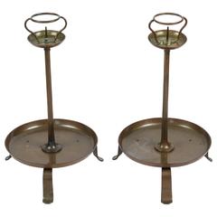 Pair of 19th Century Japanese Copper Candleholders