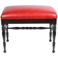 Vintage Red Leather Bench