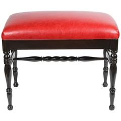 Vintage Red Leather Bench 8