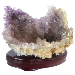 Ancient Crystal Quartz Geode on a Custom Modern Fitted Stand Ancient Crystal Quartz Geode on a Custom Modern Fitted Stand