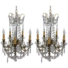 Pair of Late 1800s French Crystal Chandeliers